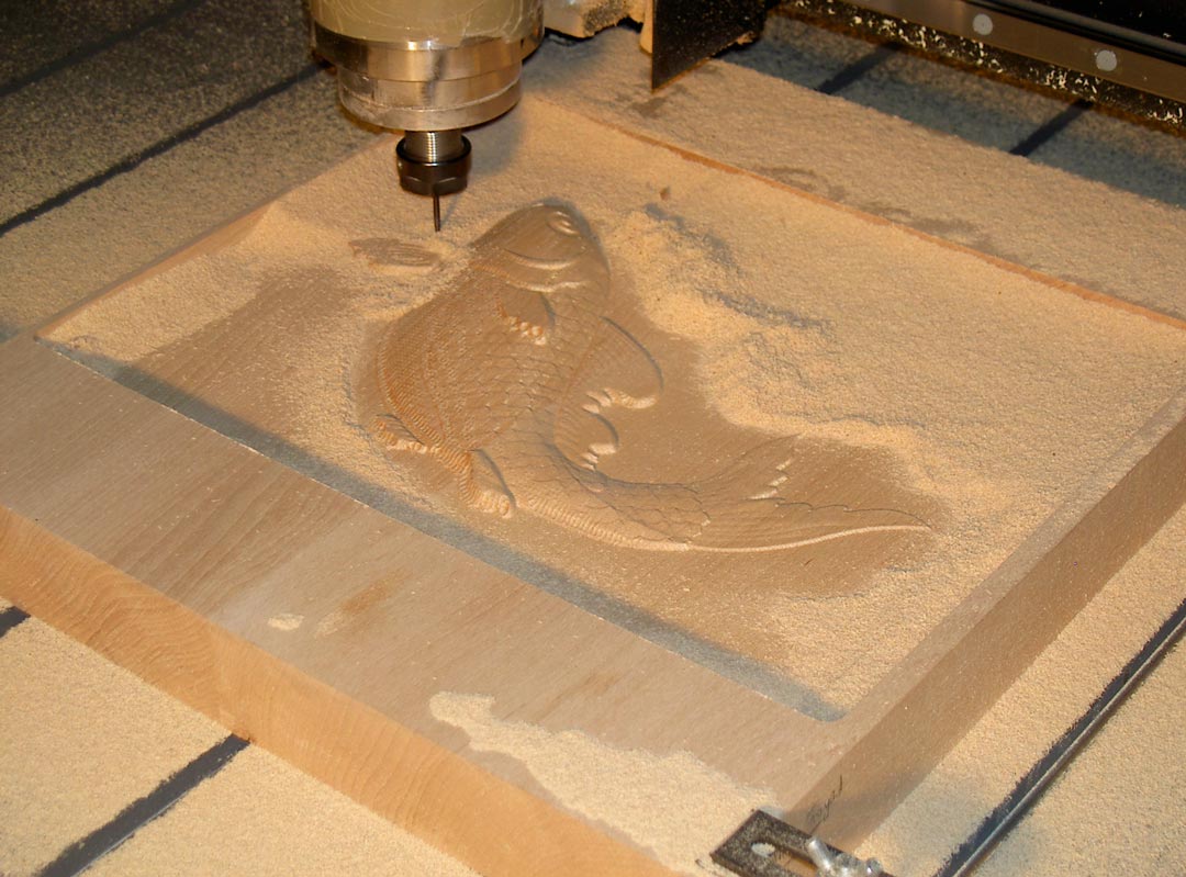 Gravure sur bois massif - Poisson